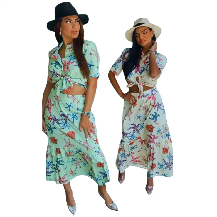 Two Piece Set Women A-line Elastic High Waist Long Skirt Short Sleeve Shirt Casual Holiday Clothes 2021 Summer Outfits
Two Piece Set Women A-line Elastic High Waist Long Skirt Short Sleeve Shirt Casual Holiday Clothes 2021 Summer Outfits