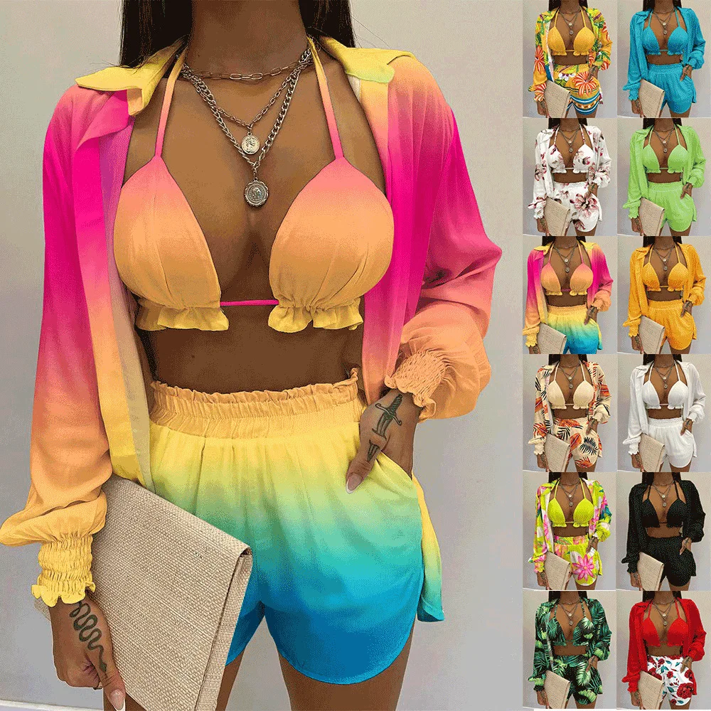 2022 Hot Sale Women Shirt And Bra Three Piece Shorts Set Summer Solid Color Print Sexy Plus Size 3 Piece Outfits Set Streetwear
2022 Hot Sale Women Shirt And Bra Three Piece Shorts Set Summer Solid Color Print Sexy Plus Size 3 Piece Outfits Set Streetwear