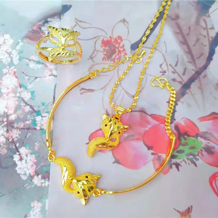 Gold Jewelry Brass Gold Plated Jewelry Set Fox Frosted Ring Pendant Bracelet Accessories Wholesale
Gold Jewelry Brass Gold Plated Jewelry Set Fox Frosted Ring Pendant Bracelet Accessories Wholesale