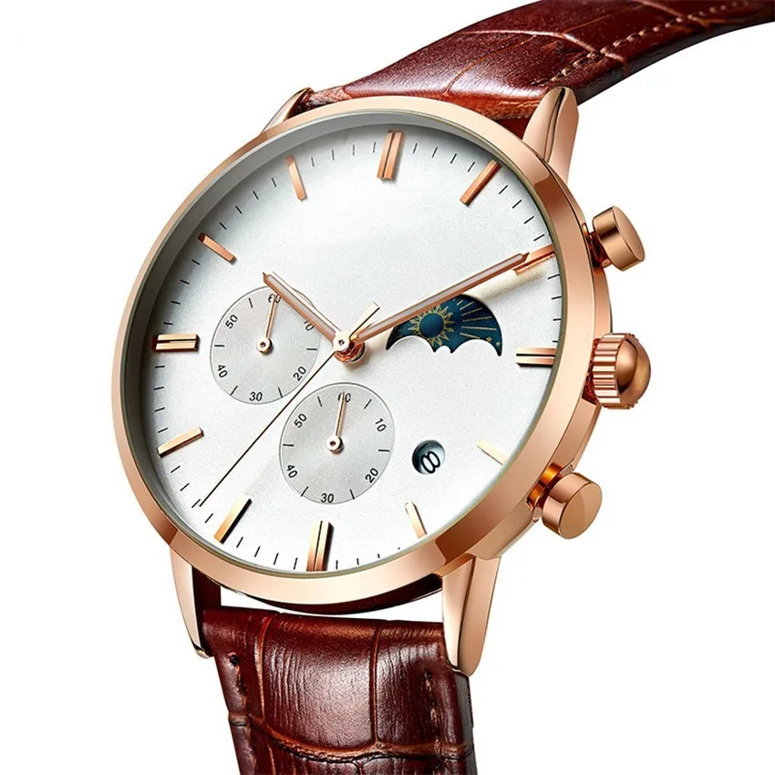 Men Sport Multifunctional Chronograph Quartz Wrist Watch Moon Phase Analogue Watch Customize your own logo wristwatch, Picture shows
Men Sport Multifunctional Chronograph Quartz Wrist Watch Moon Phase Analogue Watch Customize your own logo wristwatch, Picture shows