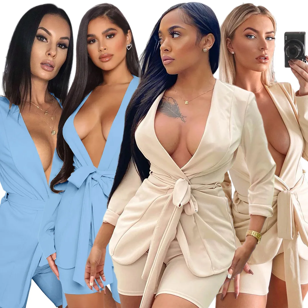 New Arrival 2021 Autumn Street Women Suits Belt Wrap Blazer Long Sleeve Solid Elegant Office 2 Piece Short Set
New Arrival 2021 Autumn Street Women Suits Belt Wrap Blazer Long Sleeve Solid Elegant Office 2 Piece Short Set