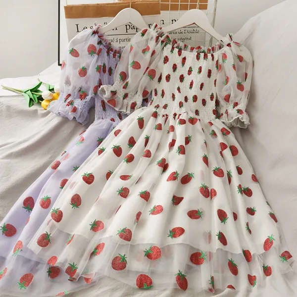 N501 Ladies Cute Strawberry Fruit Print O Neck Lace Mesh A-line Dress Women Girls' Long Dresses Vestido Clothing
N501 Ladies Cute Strawberry Fruit Print O Neck Lace Mesh A-line Dress Women Girls' Long Dresses Vestido Clothing