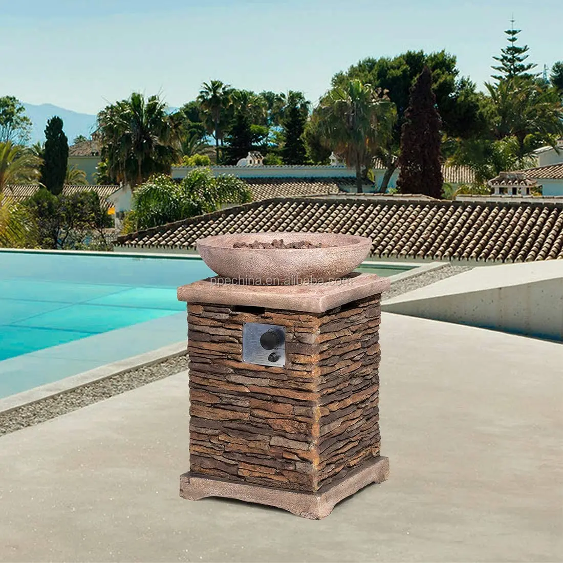 Standing outdoor gas stove stone heating fireplace fire pits
