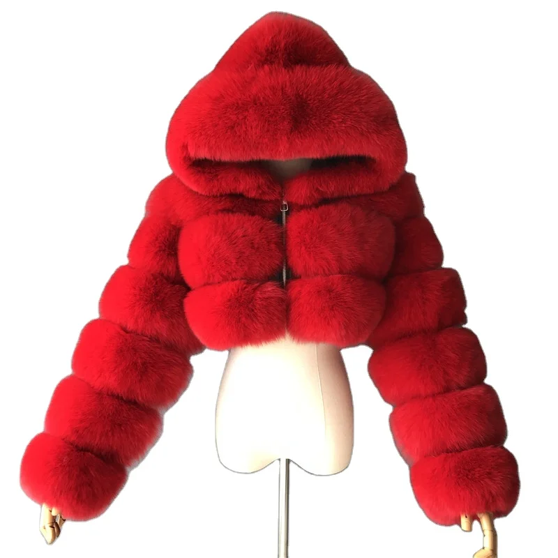 2021 hot style women fur coat faux fox fur jacket red short hooded fur coat, Customized color
2021 hot style women fur coat faux fox fur jacket red short hooded fur coat, Customized color