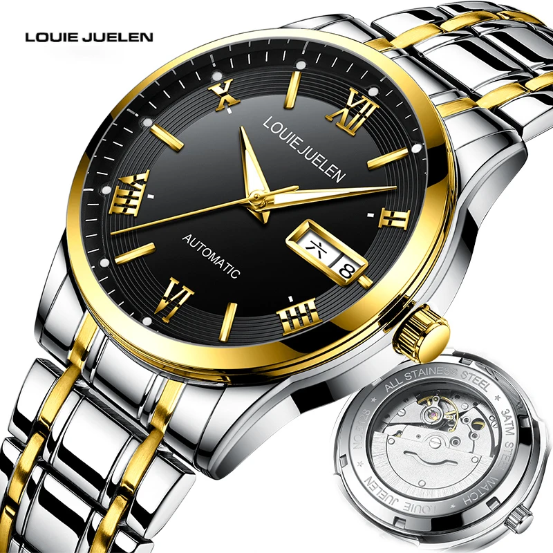 Men's stainless steel strap waterproof mechanical analog synthetic sapphire glass luminous business and casual men's watch, Silver,black,rose gold,gold
Men's stainless steel strap waterproof mechanical analog synthetic sapphire glass luminous business and casual men's watch, Silver,black,rose gold,gold