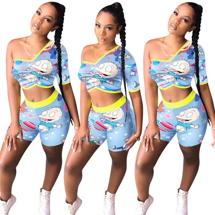 Newly Ladies Outfit Suit Boutique Cute Casual Cartoon Print Crop Top Shorts Sexy Summer Women Two Piece Set, Picture 
Newly Ladies Outfit Suit Boutique Cute Casual Cartoon Print Crop Top Shorts Sexy Summer Women Two Piece Set, Picture