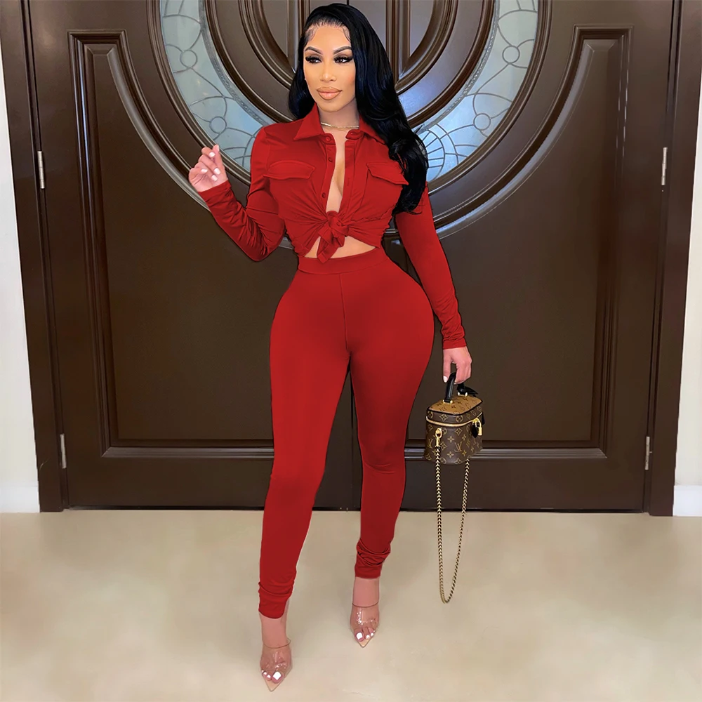 New Style Women Clothing Long Sleeve Fashion Blouse Shirt Satin 2 Piece Pants Set, Black. red
New Style Women Clothing Long Sleeve Fashion Blouse Shirt Satin 2 Piece Pants Set, Black. red