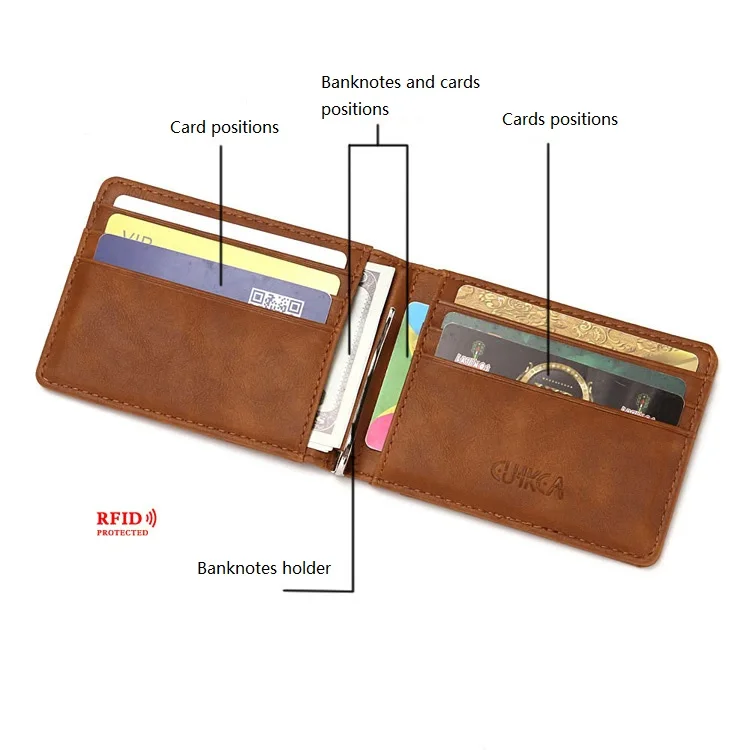 Slim Card Holder Credit Card Bifold Genuine Wallet Leather For Men