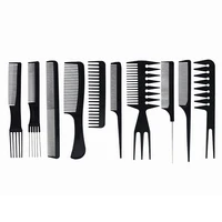 

10pcs/set professional black salon combs hairdressing new tail comb carbon Anti static comb haircut set Pro
