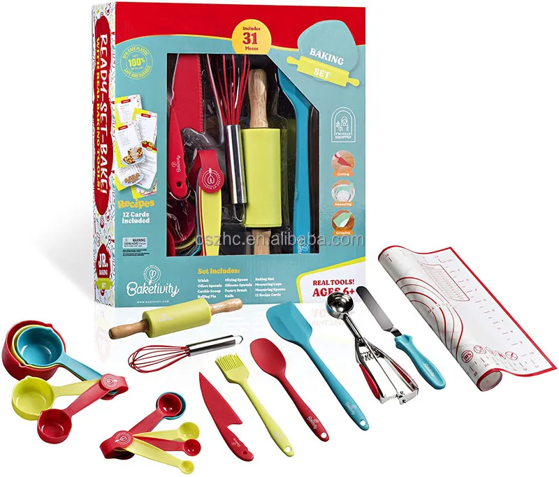 Complete Cooking Kit Chef Apron Hat Cupcake Rolling Pin Cookie Cutter Real Kids Silicone Baking Set
Complete Cooking Kit Chef Apron Hat Cupcake Rolling Pin Cookie Cutter Real Kids Silicone Baking Set