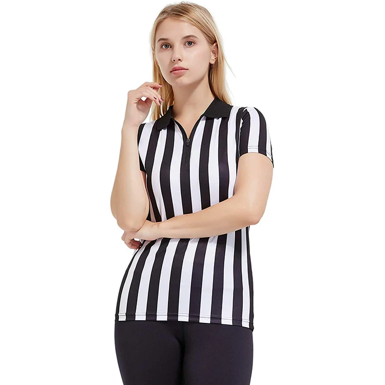 Refs Waitresses Costume Zipper Referee Jersey Short Sleeve Ref Tee Shirt Women's Black White Stripe Referee Shirt, Custom color
Refs Waitresses Costume Zipper Referee Jersey Short Sleeve Ref Tee Shirt Women's Black White Stripe Referee Shirt, Custom color