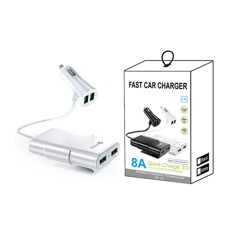 4-Port Multi USB Passenger Car Charger Front/Back Seat Adapter for iPhone, Black and white
4-Port Multi USB Passenger Car Charger Front/Back Seat Adapter for iPhone, Black and white