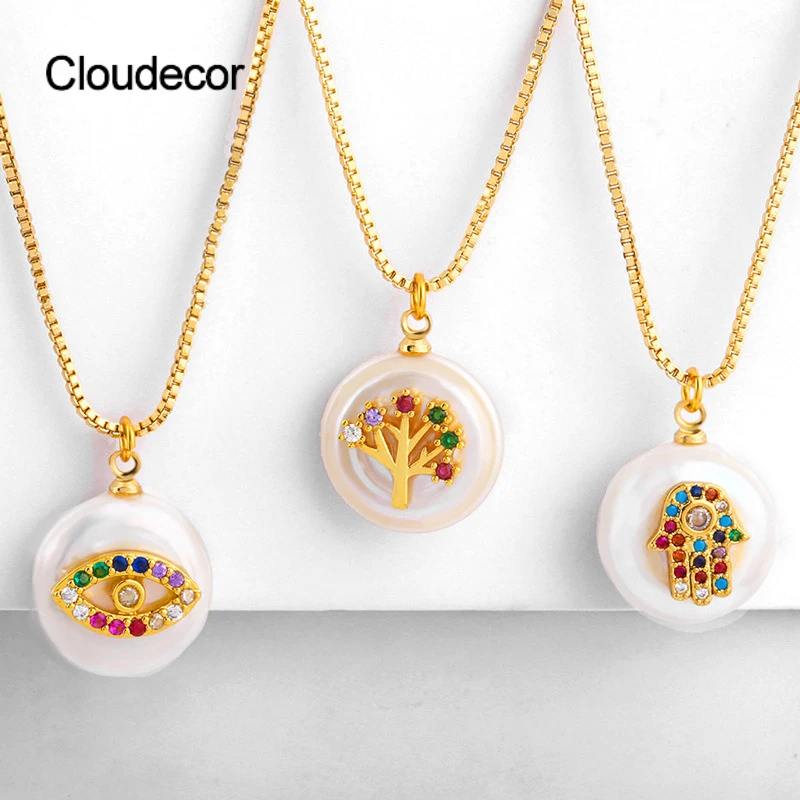 Women Pearl EvilEye Necklace Hasma Hand Tree Of Life Necklace Baroque Pearl Cz 18k Gold Plated Jewelry Necklace
Women Pearl EvilEye Necklace Hasma Hand Tree Of Life Necklace Baroque Pearl Cz 18k Gold Plated Jewelry Necklace