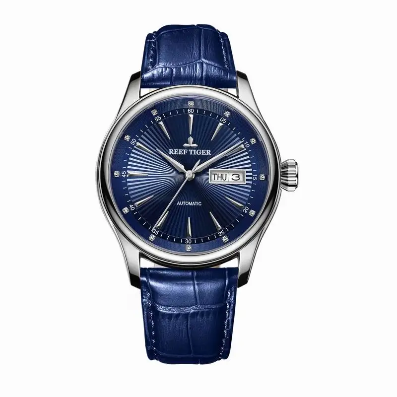 REEF TIGER RGA8232 Luxury Dress Watch for Men Stainless Steel Bracelet Blue Dial Automatic Wrist Watches
REEF TIGER RGA8232 Luxury Dress Watch for Men Stainless Steel Bracelet Blue Dial Automatic Wrist Watches