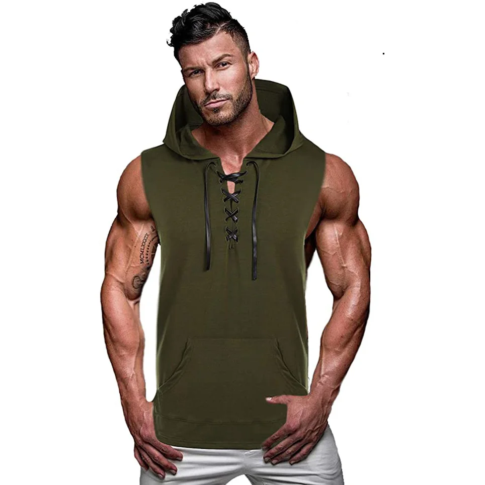 Custom Printing Men's Workout Hooded Tank Tops Sleeveless Gym Hoodie Cut Off T Shirt Lace-up Bodybuilding Muscle Hoodie
Custom Printing Men's Workout Hooded Tank Tops Sleeveless Gym Hoodie Cut Off T Shirt Lace-up Bodybuilding Muscle Hoodie