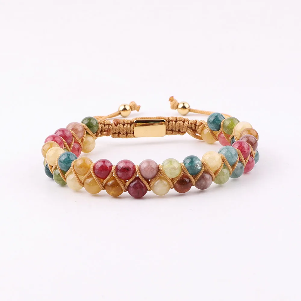 High Quality 6mm Colorful Tourmaline Jade Stone Double Braided Macrame Bracelet For Women JBS12554
High Quality 6mm Colorful Tourmaline Jade Stone Double Braided Macrame Bracelet For Women JBS12554