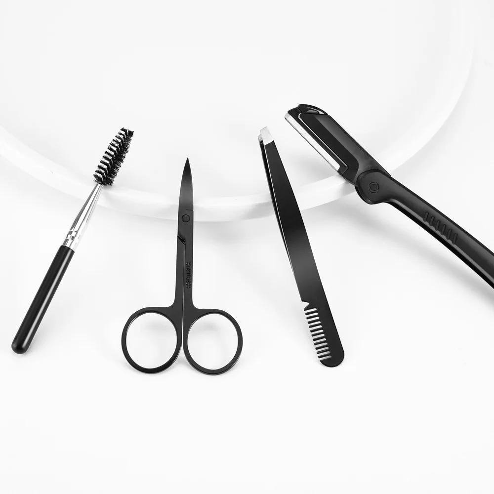 Popular Best Price Black Stainless Steel Eyebrow Clip Scissors Knife Eyelash Brush Combination Suit for Makeup
Popular Best Price Black Stainless Steel Eyebrow Clip Scissors Knife Eyelash Brush Combination Suit for Makeup