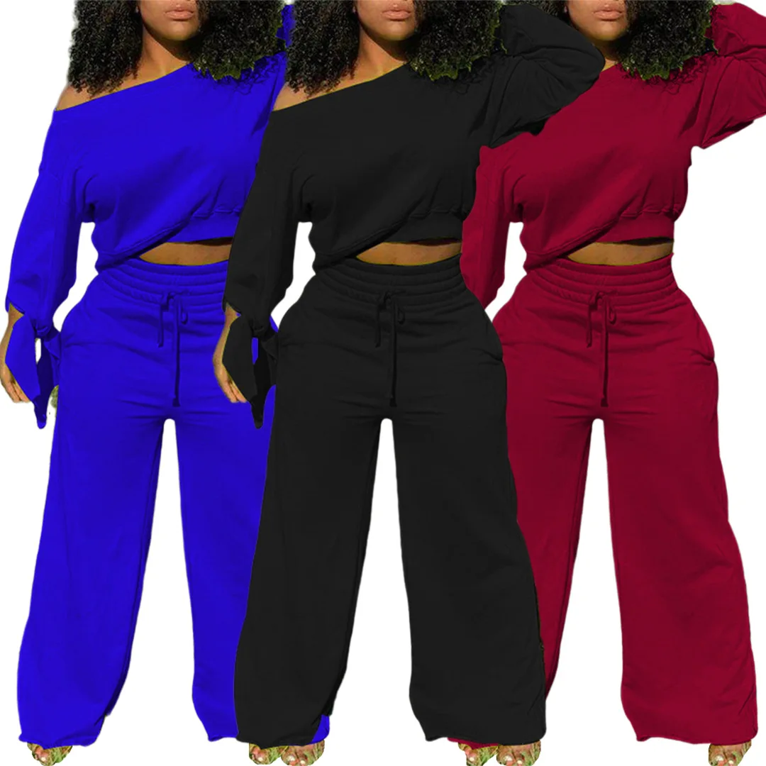 Fall new women's clothing fashion winter stylish 6 color long-sleeved knotted casual wide-leg pants two-piece suit
Fall new women's clothing fashion winter stylish 6 color long-sleeved knotted casual wide-leg pants two-piece suit