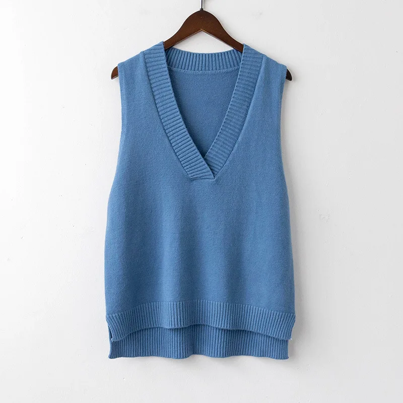 Ladies' Temperament V Neck Knitted Vest Loose Outer Sleeveless Sweater For Outer Wear Simple Pullover Knit Vest
Ladies' Temperament V Neck Knitted Vest Loose Outer Sleeveless Sweater For Outer Wear Simple Pullover Knit Vest