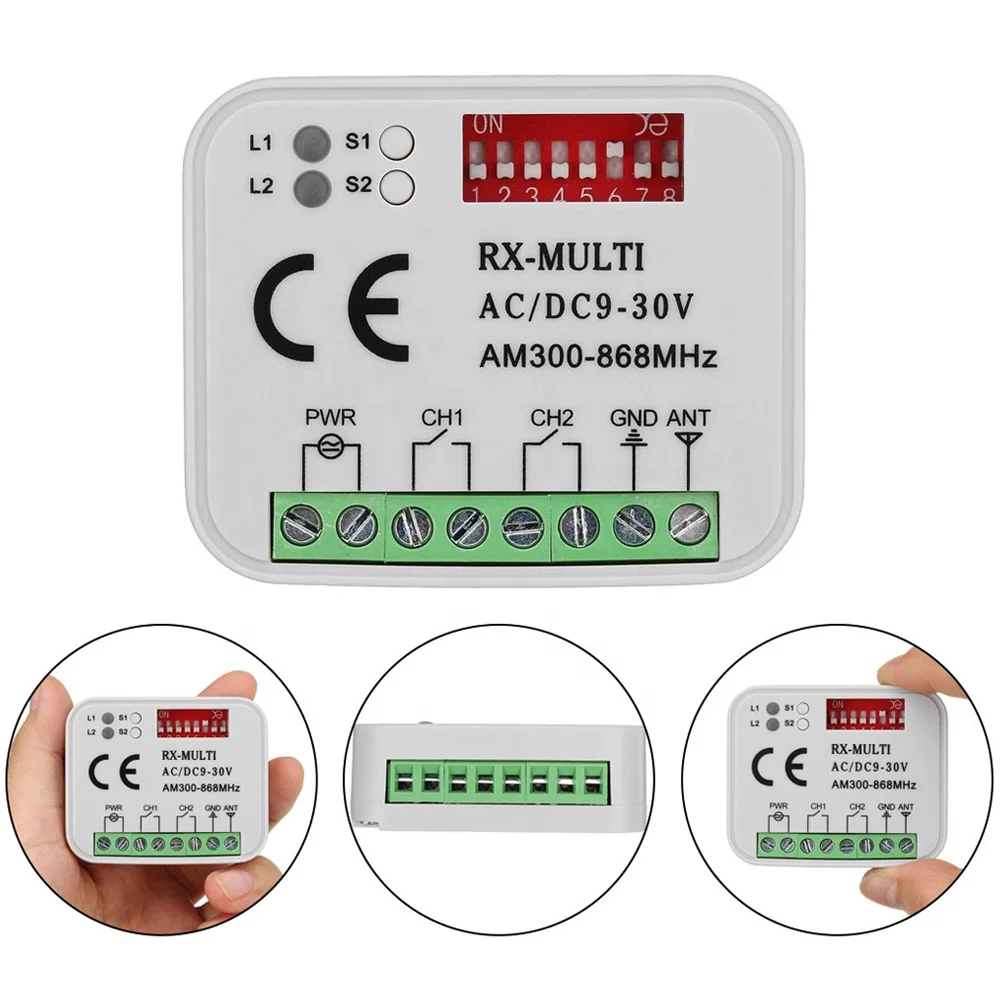 Multi frequency 280-868mhz auto scan frequency Universal Garage door remote control receiver
Multi frequency 280-868mhz auto scan frequency Universal Garage door remote control receiver