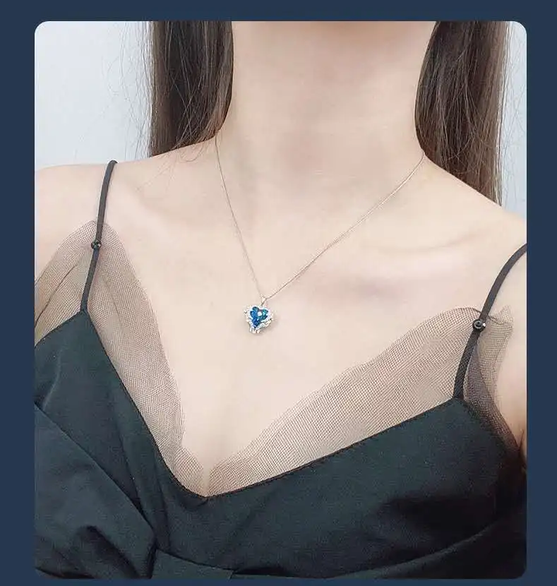 S925 Sterling silver Heart of the ocean Angel Necklace with female pendant crystal clavicle chain from jialin jewelry
S925 Sterling silver Heart of the ocean Angel Necklace with female pendant crystal clavicle chain from jialin jewelry