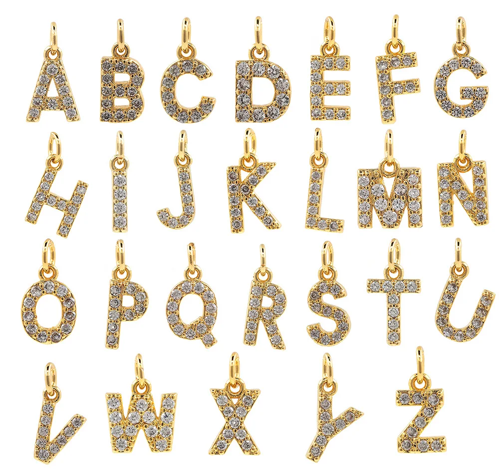 A-Z Crystal Rhinestone Small Initial Alphat Letters Zircon Brass Copper Gold Letter Pendant For Necklace Bracelets
A-Z Crystal Rhinestone Small Initial Alphat Letters Zircon Brass Copper Gold Letter Pendant For Necklace Bracelets
