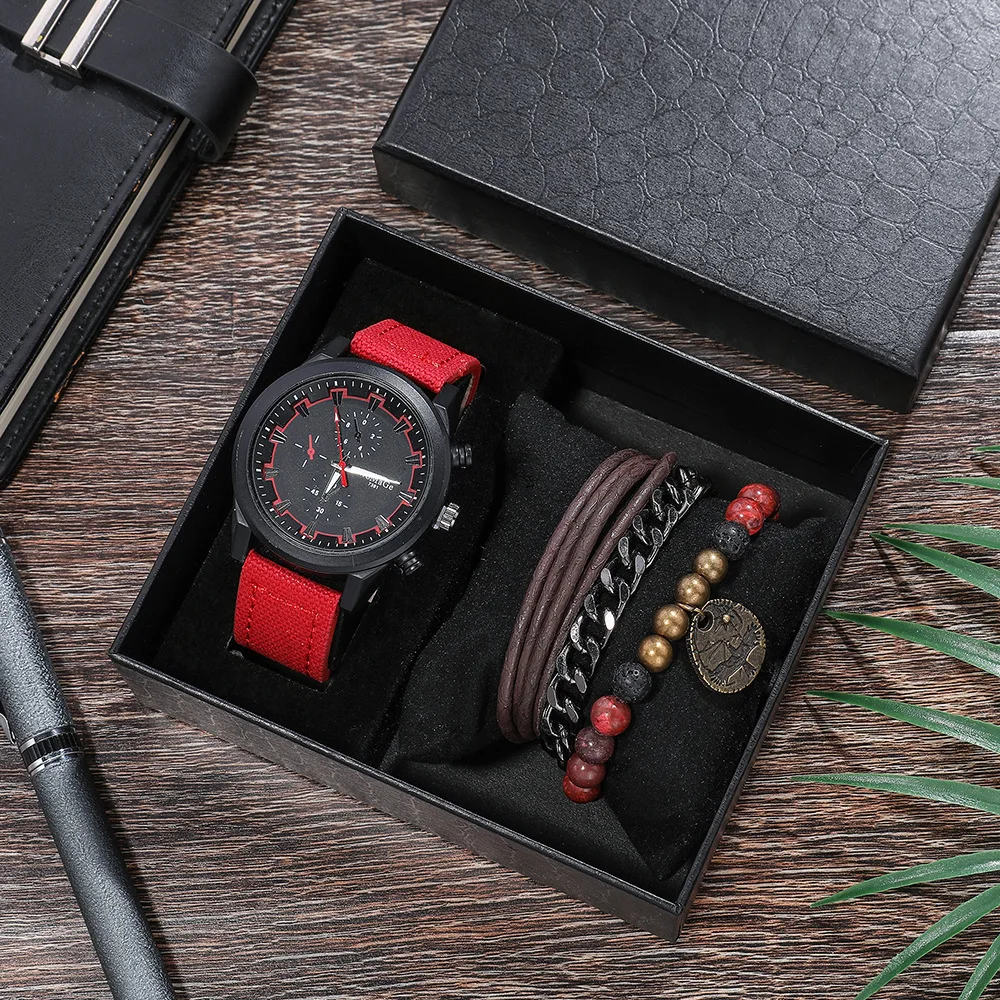 Wholesale Fashion 4 Piece Watch Set Leather Bracelet Beaded Quartz Watches Set For Men
Wholesale Fashion 4 Piece Watch Set Leather Bracelet Beaded Quartz Watches Set For Men