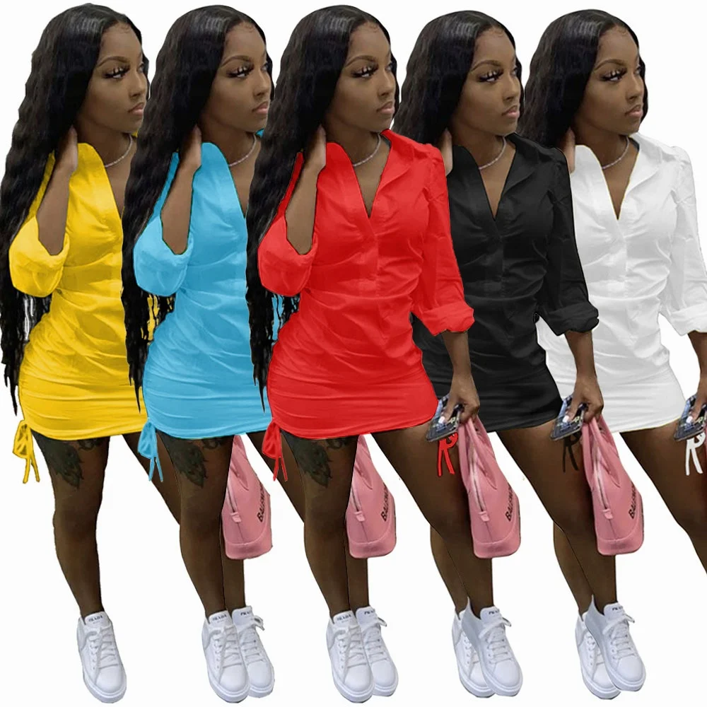 QC-M013 New arrivals mini solid color lace up blouse dress bandage short sexy button womens summer dresses 2021
QC-M013 New arrivals mini solid color lace up blouse dress bandage short sexy button womens summer dresses 2021