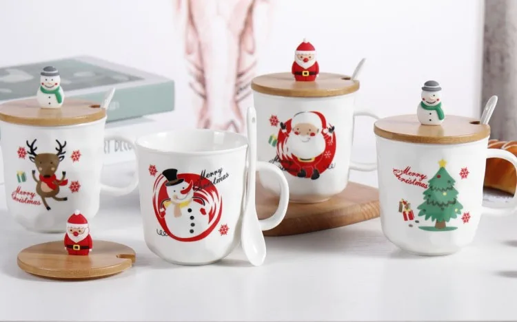 cartoon snowman figurine ceramic coffee mug with