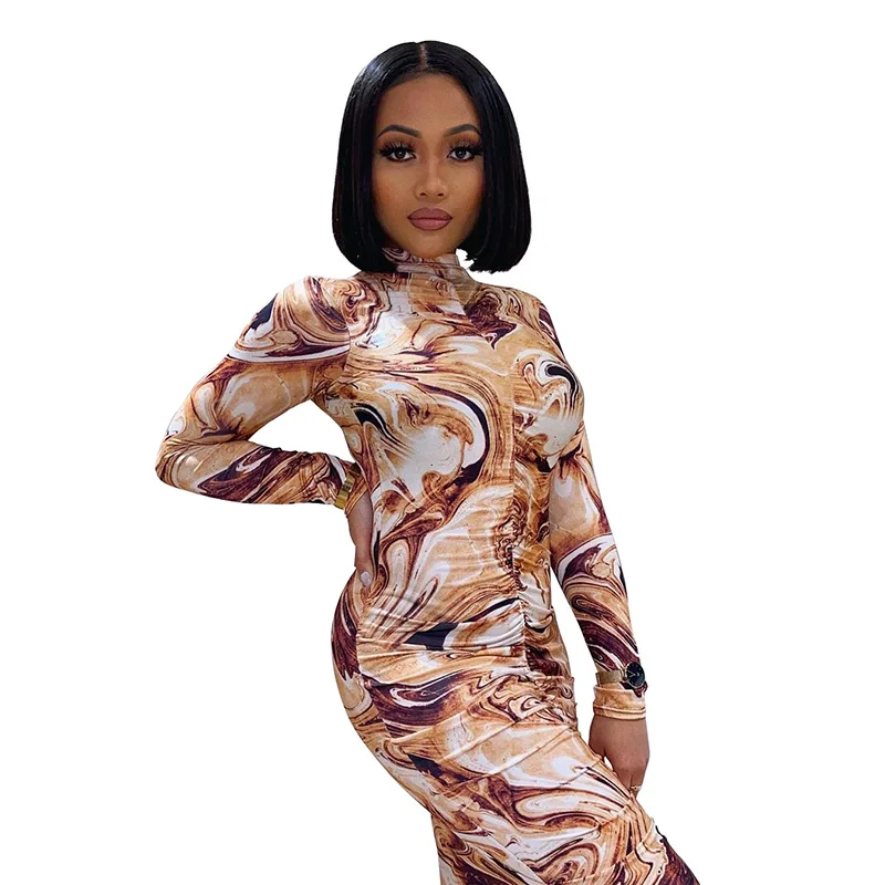2021 Spring Ladies Clothing Fashion Ruched Pleated Package Hip Long Sleeve Sexy Elegant Beauty Party Midi Dress Women
2021 Spring Ladies Clothing Fashion Ruched Pleated Package Hip Long Sleeve Sexy Elegant Beauty Party Midi Dress Women