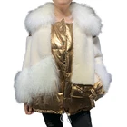 Latest Design Real Goat Fur Collar Coat Shiny Down Jacket For Winter European Style Down Jacket Fur Women