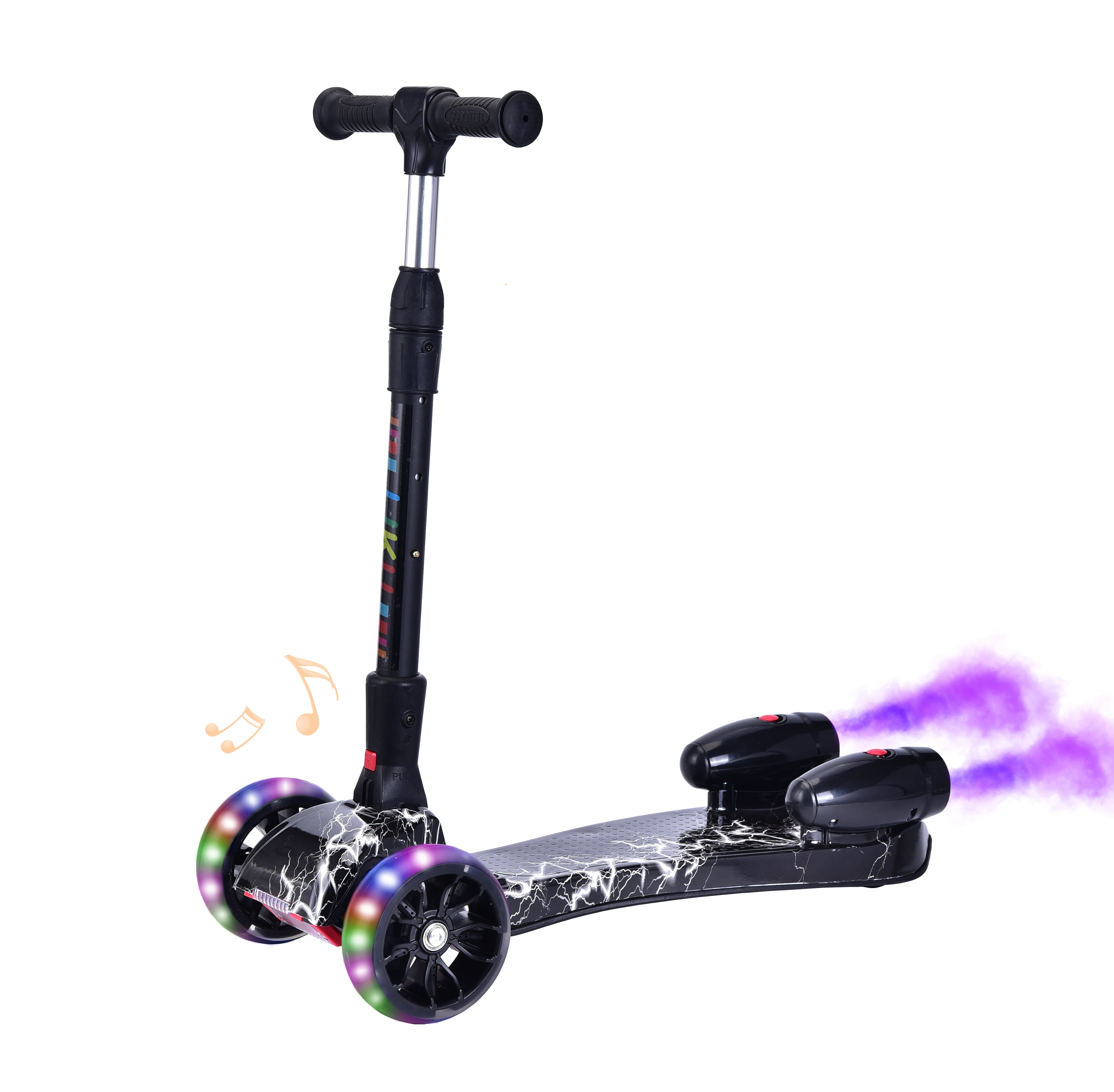 LIKU 3 Wheel Scooter with LED Spraying Jet, Music Effect, Flash Plus-Size Wheel, Lean to Steer Foldable 3 wheels kick Scooter
LIKU 3 Wheel Scooter with LED Spraying Jet, Music Effect, Flash Plus-Size Wheel, Lean to Steer Foldable 3 wheels kick Scooter