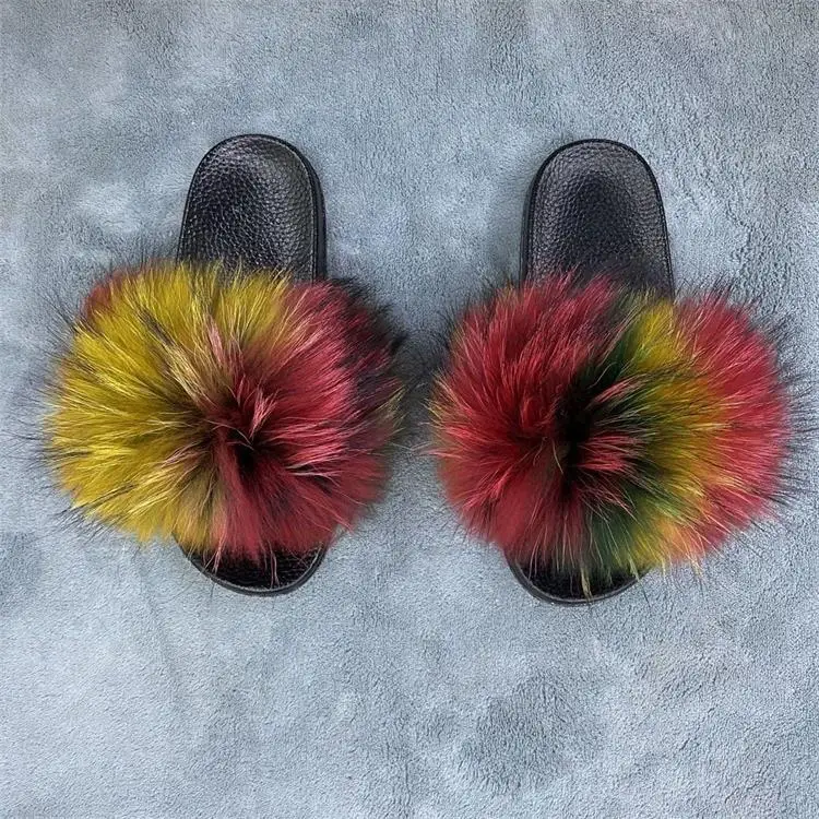 New products womens fur slippers fur slide vendor raccoon fur slides, Customized color
New products womens fur slippers fur slide vendor raccoon fur slides, Customized color