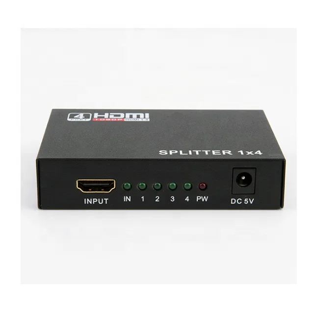 

1 in 4 Out 1080p 4k Splitter 1x4 Ports v1.4 Powered 4K/2K Full Ultra HD 1080p US Adapter 3D Support