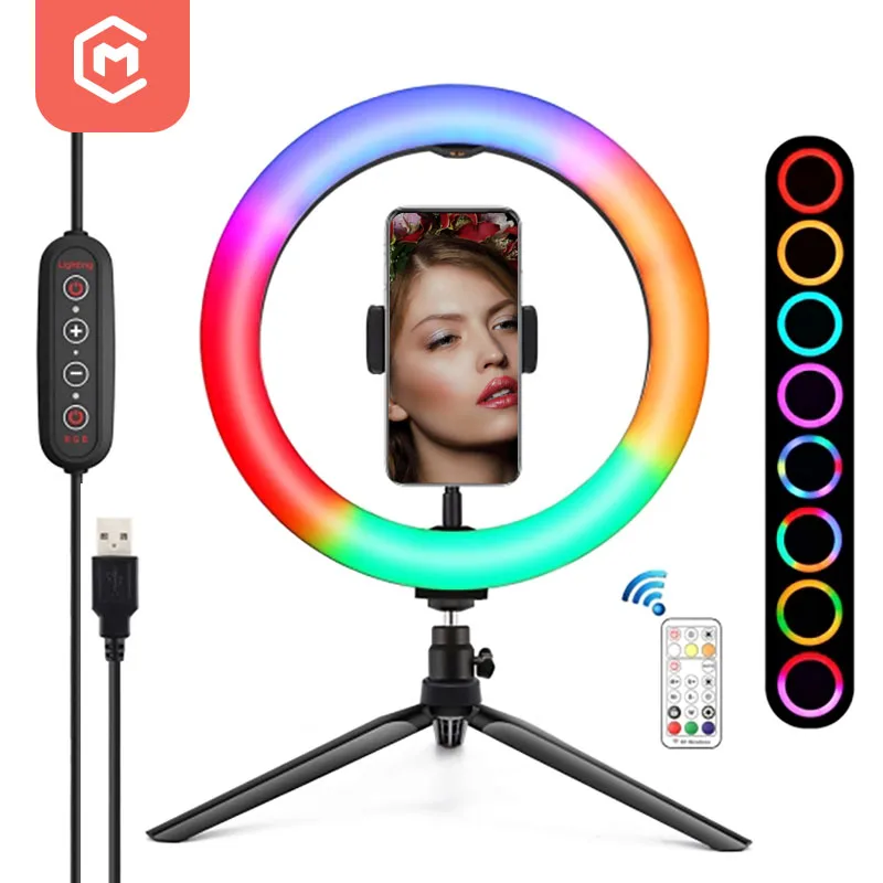 Remote RGB LED Ring Light Phone Holder Live Streaming Device Photography Lighting Video Light, Black
Remote RGB LED Ring Light Phone Holder Live Streaming Device Photography Lighting Video Light, Black