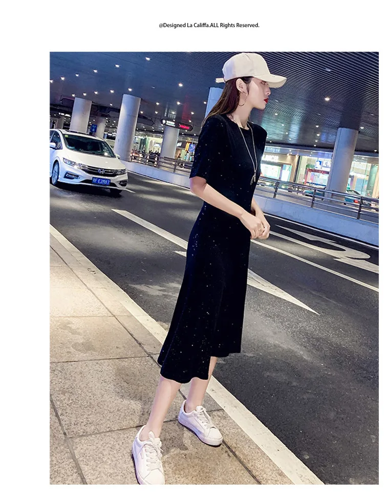 Women modern black western style round neck short-sleeved solid color MIDI skirt waist-tight Korean version skirt dress
Women modern black western style round neck short-sleeved solid color MIDI skirt waist-tight Korean version skirt dress
