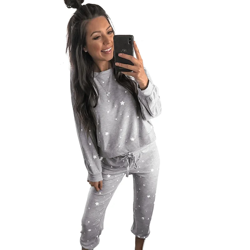 Wholesale Custom New Style Ladies Star Print Long Sleeve Luxury Cosy Loungewear Set
Wholesale Custom New Style Ladies Star Print Long Sleeve Luxury Cosy Loungewear Set