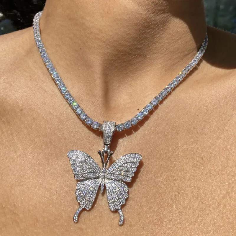 Fashion Rhinestone Butterfly Necklace Pendant Tennis Chain necklace for Women Party Jewelry, Silver gold pink
Fashion Rhinestone Butterfly Necklace Pendant Tennis Chain necklace for Women Party Jewelry, Silver gold pink