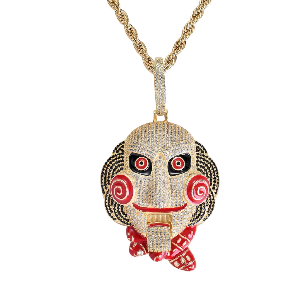 European Chunky Chain Micro Pave CZ Stone Saw Doll Head Pendant Mouth Movable Rap Big Enamel Hiphop Necklace
European Chunky Chain Micro Pave CZ Stone Saw Doll Head Pendant Mouth Movable Rap Big Enamel Hiphop Necklace