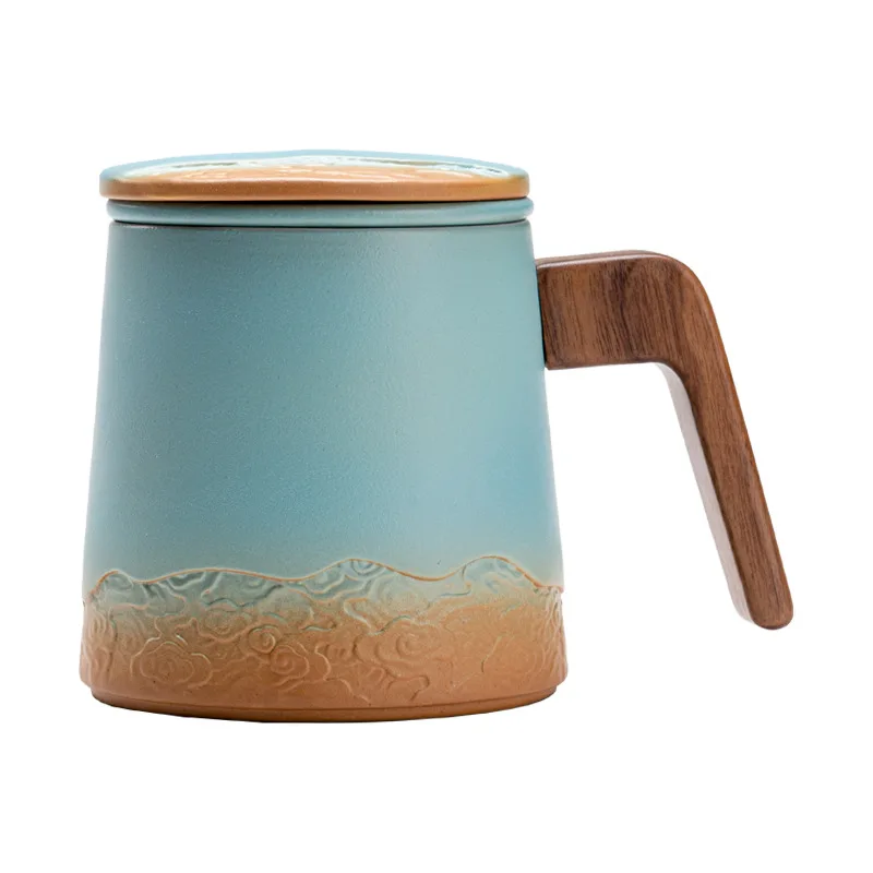 New design Custom 12oz Travel Coffee Mug Chinese Ceramic Tea Mug with walnut handle and Infuser Strainer Lid
New design Custom 12oz Travel Coffee Mug Chinese Ceramic Tea Mug with walnut handle and Infuser Strainer Lid