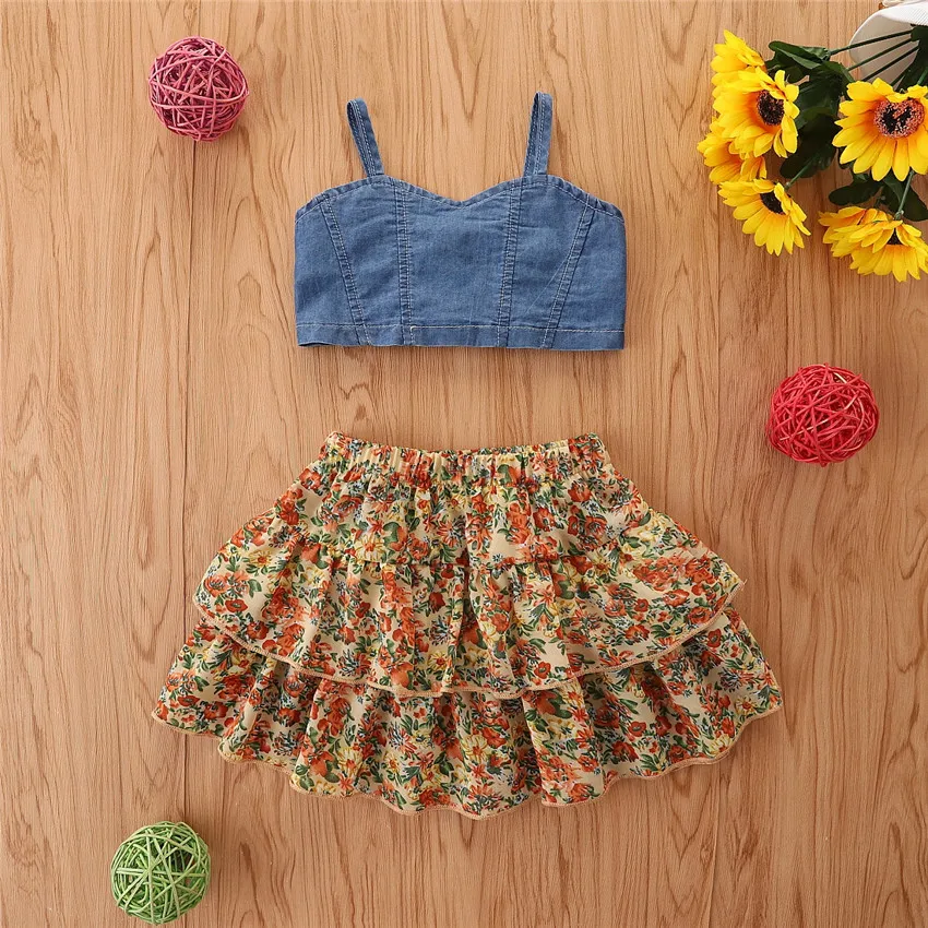 Holiday Clothes Set Baby Denim Vest T Shirt Chiffon Skirts Outfit Kids Cake Skirts, As picture
Holiday Clothes Set Baby Denim Vest T Shirt Chiffon Skirts Outfit Kids Cake Skirts, As picture