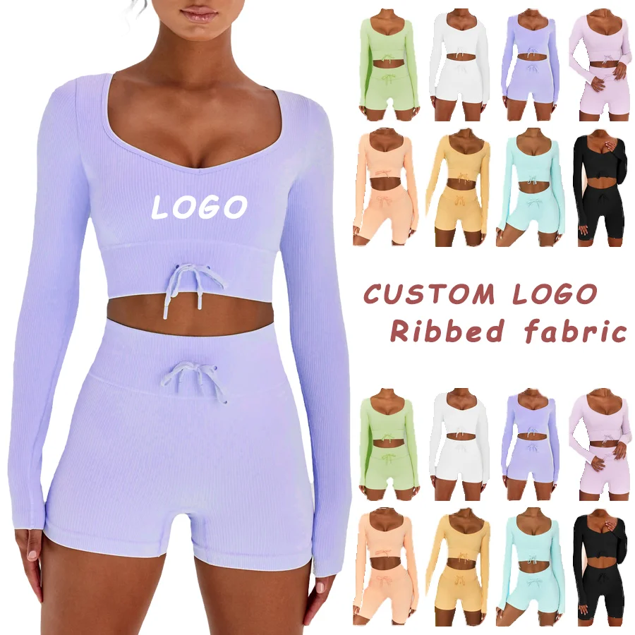 In Stock 2021 INS Hot Women Fitness Active Wear Custom Long Sleeve T-shirt High Waist Drawstring Shorts Yoga Sets Gym Clothing, Blue,black,white,yellow,orange,purple,green,light purple
In Stock 2021 INS Hot Women Fitness Active Wear Custom Long Sleeve T-shirt High Waist Drawstring Shorts Yoga Sets Gym Clothing, Blue,black,white,yellow,orange,purple,green,light purple