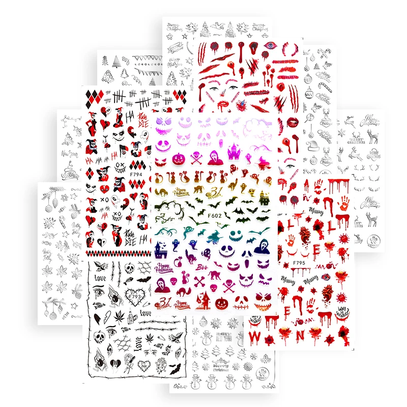 2021 Hot SaleNew Wholesale Pop Finger Halloween Christmas Scar Skull cartoon 3d Nail Art Sticker Decoration For Nail Stickers, Colorful
2021 Hot SaleNew Wholesale Pop Finger Halloween Christmas Scar Skull cartoon 3d Nail Art Sticker Decoration For Nail Stickers, Colorful