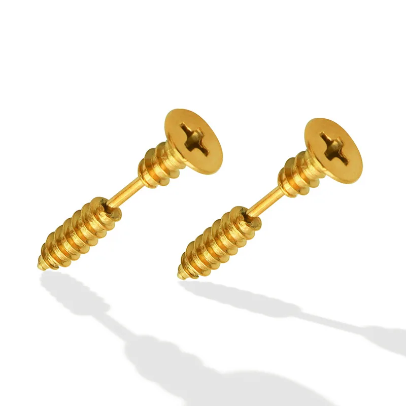 Personalise 18K Gold Plated Stud Earrings Men Stainless Steel Hip Hop Tiny Screw Stud Earrings For Women
Personalise 18K Gold Plated Stud Earrings Men Stainless Steel Hip Hop Tiny Screw Stud Earrings For Women