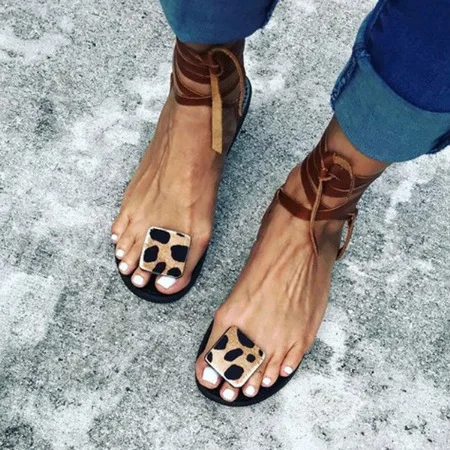 Summer Strap Sandals Women's Flats Open Toe Leopard Casual Shoes, Brown black green grey
Summer Strap Sandals Women's Flats Open Toe Leopard Casual Shoes, Brown black green grey