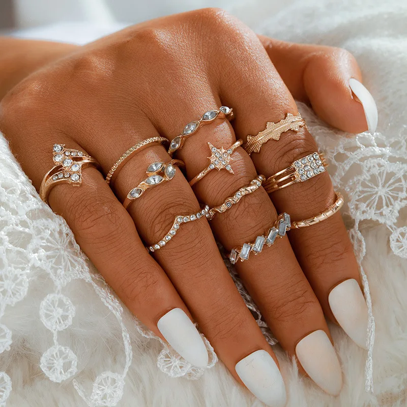 Retro Bohemian 11PCS/Set Star Hollow Link Flower Waterdrop Ring Set For Women, As picture
Retro Bohemian 11PCS/Set Star Hollow Link Flower Waterdrop Ring Set For Women, As picture
