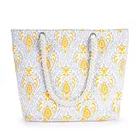 Wholesale Floral Printed Tote Handbag Female Reusable Large Capacity Shoulder Bag Girls Rope Handle Canvas Shopping Bag