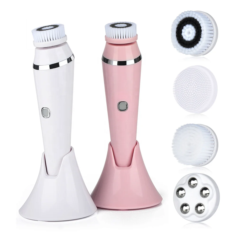 4 In 1 Electric Exfoliating face Cleansing machine skin care portable silicone facial cleaning brush, White 
4 In 1 Electric Exfoliating face Cleansing machine skin care portable silicone facial cleaning brush, White