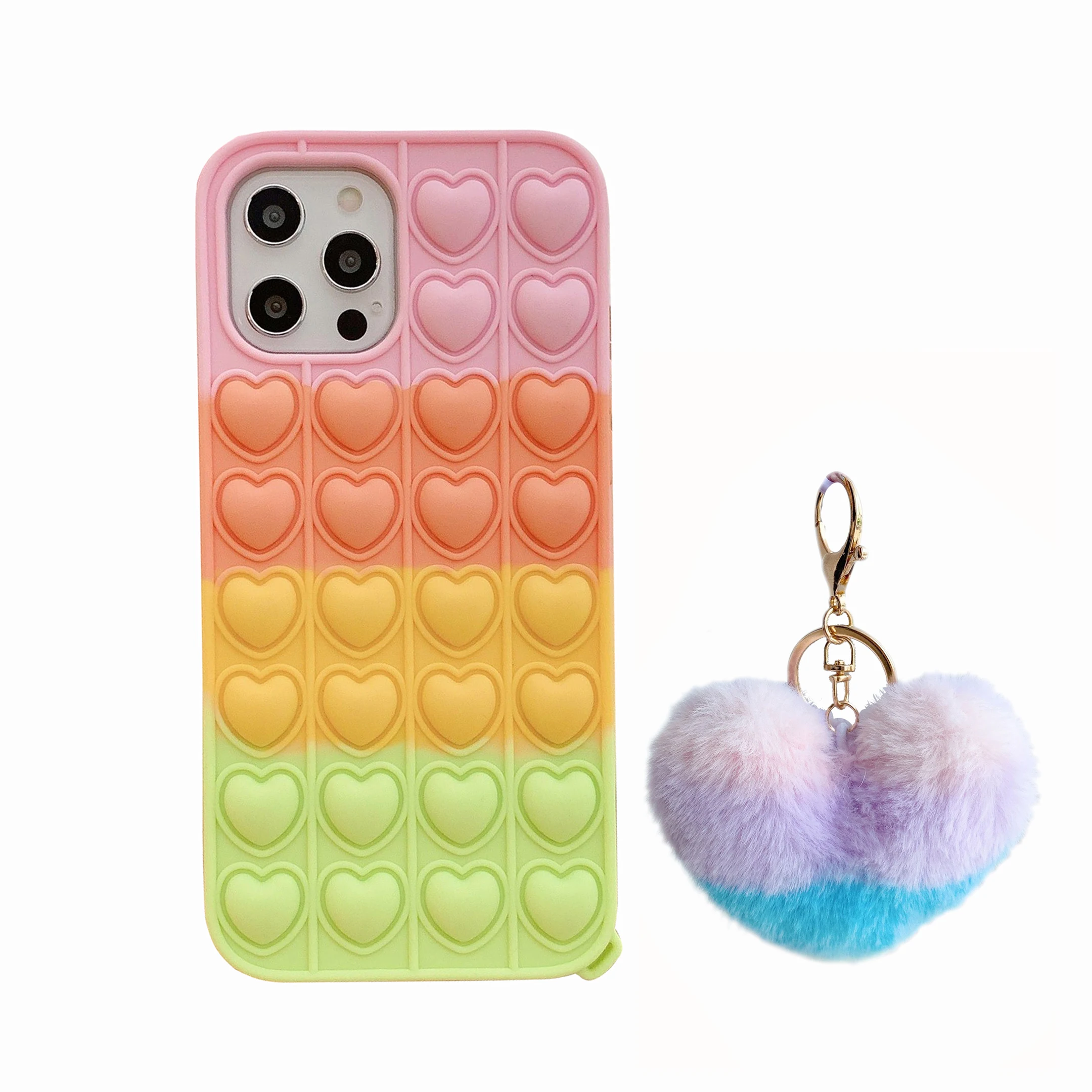 Fidget Pop Soft Silicone Case for iPhone 11 Pro Max Phone 12 Phone 11 Heart Shape Bubble Case with Key Chain
Fidget Pop Soft Silicone Case for iPhone 11 Pro Max Phone 12 Phone 11 Heart Shape Bubble Case with Key Chain