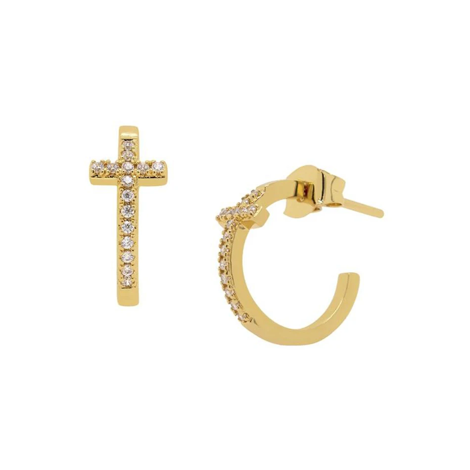 925 sterling silver jewelry hot selling earrings 18k gold plated cz pave cross hoop earrings
925 sterling silver jewelry hot selling earrings 18k gold plated cz pave cross hoop earrings